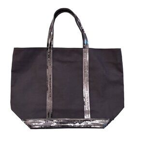 Vanessa Bruno Canvas and sequins Medium Cabas Tote - Anthracite (Dark Gray)